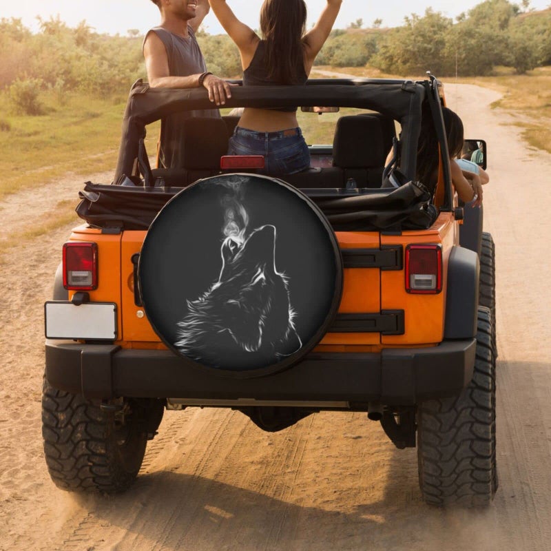 Foruidea Black 3D Wolf Spare Tire Cover Dust-Proof Wheel Tire Cover Fit Trailer, RV, SUV and Many Vehicle 17 Inch - Image 4